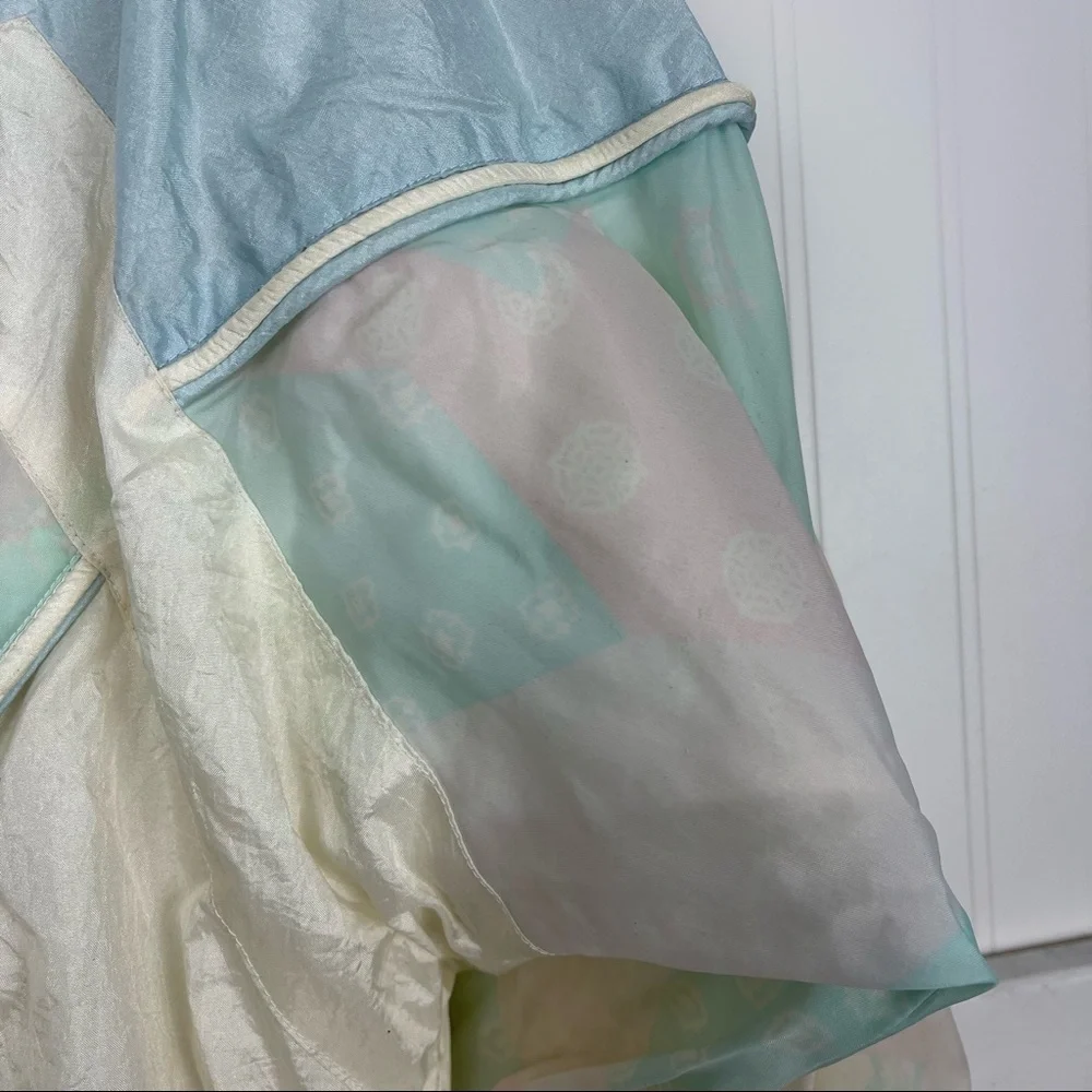 VINTAGE Pastel Quilt Print Zip Front Windbreaker Jacket - Picture 4 of 6